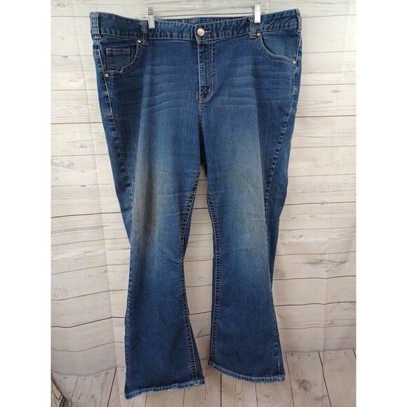 Lane Bryant SlimBoot Jeans Flap Pockets Beaded Stretch Sz 28 - Picture 1 of 8